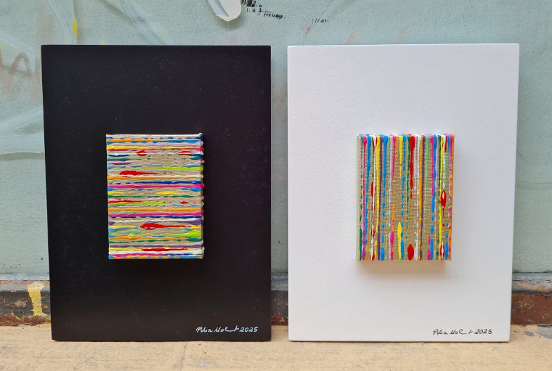 Coloured lines 33, 32 2025, 20x15, Acryl-Lack auf LW,  € 79